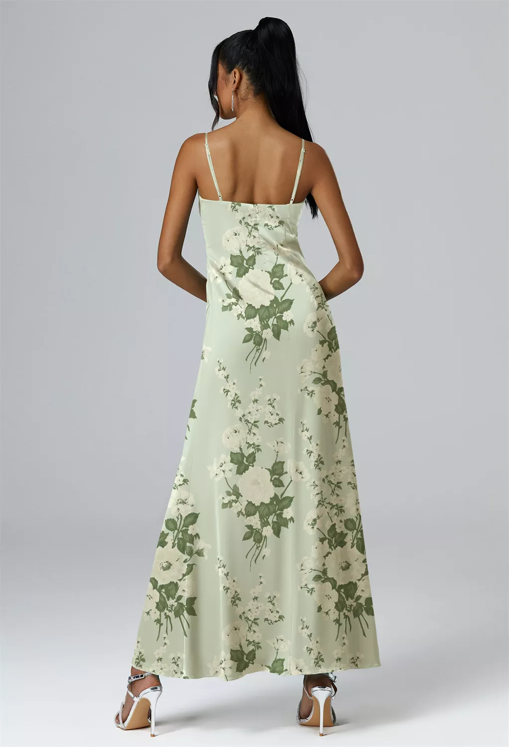 AW Ritenuto Mottled Moss Green  Long Bridesmaid Dresses